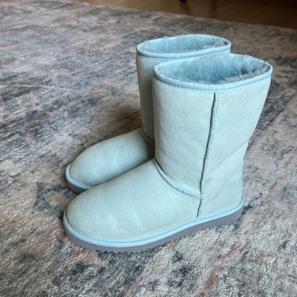 Womens UGG Boots Sz 7 Baby Blue Vintage Classic Short Suede Festival Rare - Picture 3 of 16